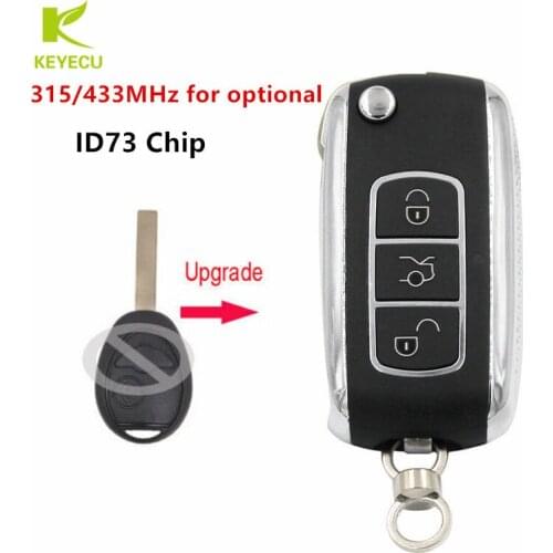 KEYECU Upgraded Flip Remote Key 315/433MHz ID73 Chip for Land Rover Range Rover 2002 2003 2004 2005 HU92 Blade
