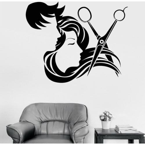 Hair Salon Stylist Hairdresser Barbershop Wall Sticker Vinyl Interior Home Decor Room Decals Removable Self Adhesive Murals 4111