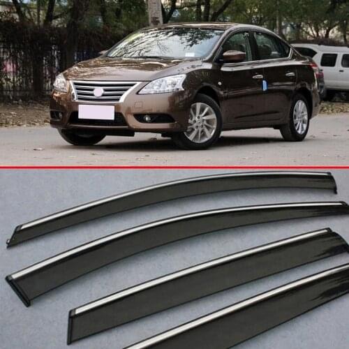 Plastic Exterior Visor Vent Shades Window Sun Rain Guard Deflector For Nissan Sentra 2012-2015