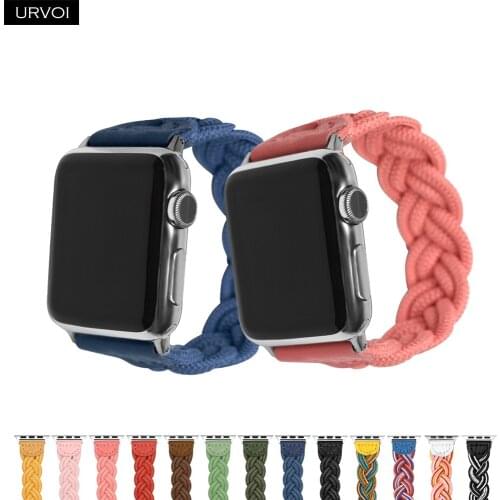 URVOI Braided band for Apple Watch series 6 SE 5 4 3 2 1 woven nylon strap for iWatch stretchable replacement classi design
