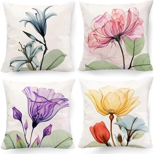 HOT Decorative Floral Flower Pillow Covers 18 x 18, Farmhouse Throw Pillow Covers Set of 4 Cushion Case for Home Decor