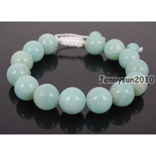 Handmade 12mm Adjustable Natural Amazonite Gems Stone Round Beads Bracelet Healing Reiki 5 Strands/Pack