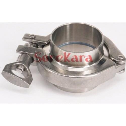 2" Tri Clamp x 45mm 1-3/4" Pipe OD Sanitary Weld Ferrule + Tri Clover + Silicone Gasket 304 Stainless Steel Homebrew Wine Making