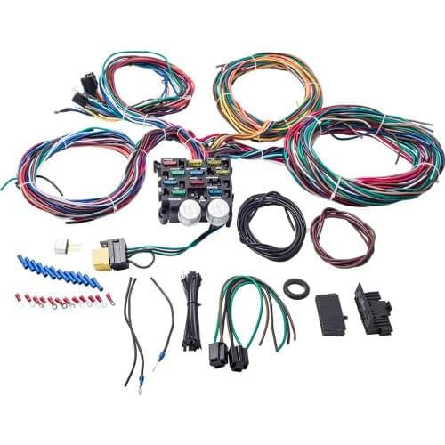 Universal 12 Circuit Wiring Harness Wire Hot Street Rod For Chevy Mopar for Ford Universal 12 Circuit Hot Rod Wiring Harness