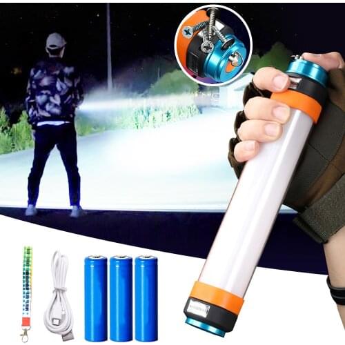 USB High Power Rechargeable LED Flashlight with a Magnet 18650 Torch Lantern Camping Light Work Waterproof SOS Emergency Lamp
