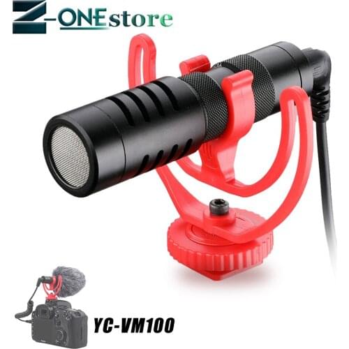 YC-VM100 Video Record Microphone Compact Video Micro On-Camera Recording Mic for iPhone X 8 7 Huawei Nikon Canon DSLR VS BY-MM1
