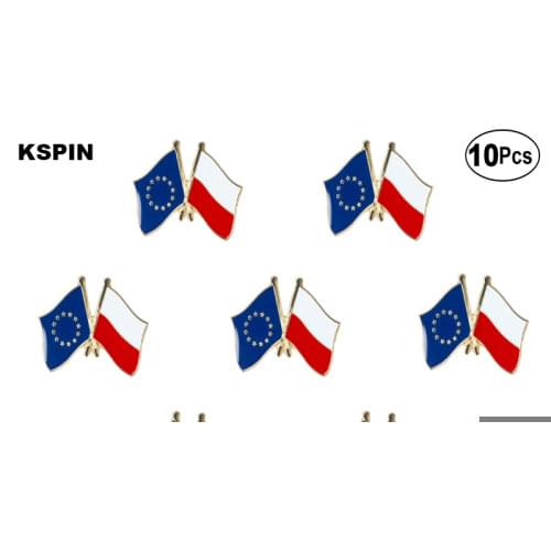 EU & Poland Lapel Pin Flag badge Brooch Pins Badges 10Pcs a Lot
