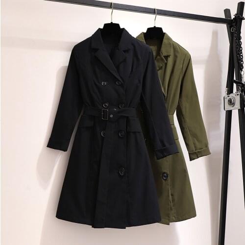 Oversized Womens Clothing Windbreaker 2020 Autumn Fashion New Double-breasted Casual Trench Coat Plus Size Overcoat 6XL W115