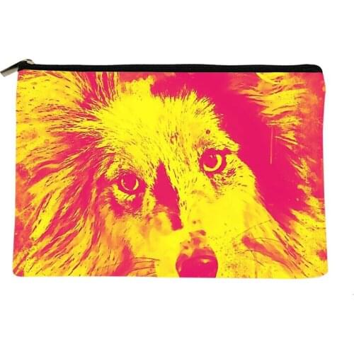 Women orange collie dog Printed Make up bag Fashion Women Cosmetics Organizer Bag for Travel Colorful Storage Bag for Lady Bag
