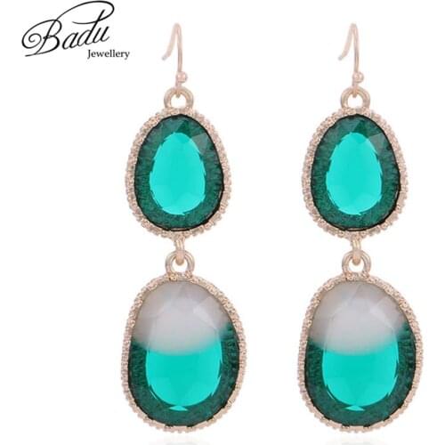 Badu Green Crystal Earring Women Baroque Vintage Party Jewelry for Wedding Engagement Luxury Bohemian Earrings Dropshipping