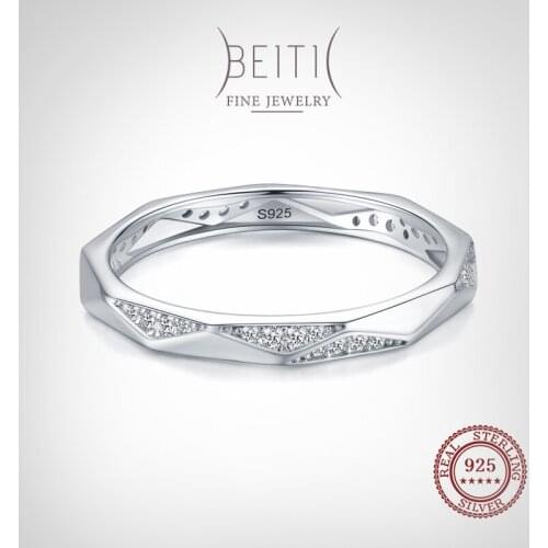 Beitil Shiny Zircon Irregular Shape Sterling Silver 925 Finger Ring For Women Wedding Engagement Fine Female Jewelry