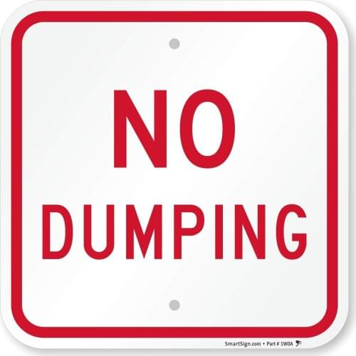 K585AL12x12 "No Dumping" Sign | 12" x 12" Aluminum
