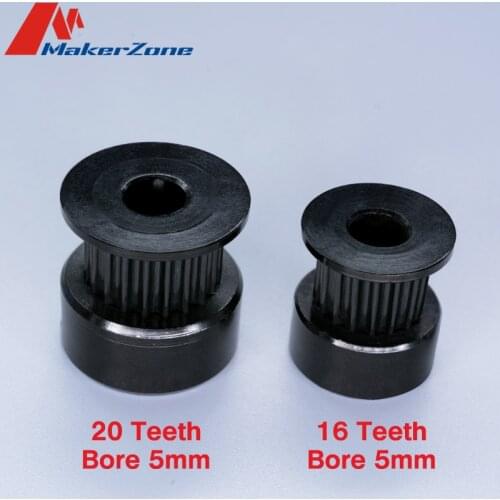 1/5 PCS GT2 16/20 Teeth Black Timing Pulley Bore 5mm Shaft Alumium Pulley for 6mm Belt 3D Printer Parts