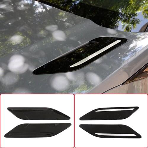 1 Pair Glossy Black Car Hood Air Vent Outlet Wing Cover Trim For Land Rover Range Rover Evoque 2019-2020 Exterior Accessories