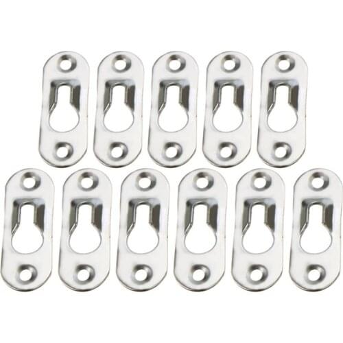 10/20Pcs 44mm x 16mm Tone Metal Keyhole Picture Hanger Fasteners For Picture Photo Frame Furnniture Silver