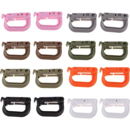 10pcs Backpack D-ring Locking Buckle Carabiner Climbing Hook Keychain D-shape Molle Buckles