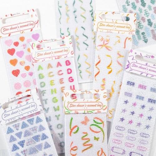 5 pcs/set Ribbon letters Shining Decorative PVC Stickers Scrapbooking Stick Label Diary Stationery Album sticker