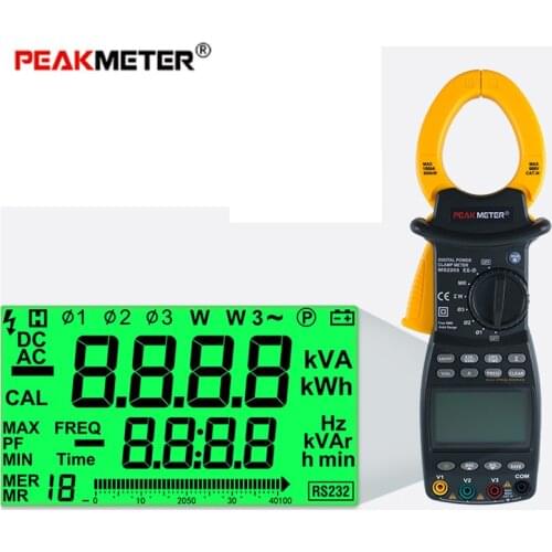 PEAKMETER MS2203 True RMS Digital Clamp Meter Professional 3-Phase Auto Multimeter Power Factor 0.1A~1000A AC Current Meter