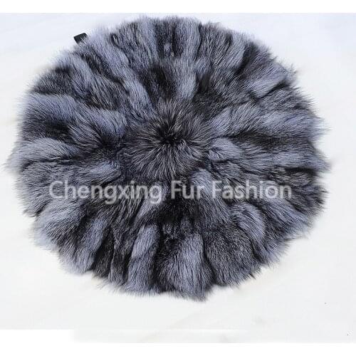 CX-D-35H Winter Warm Fox Fur Sofa Floor Car Seat Cushion Real Fur Round Car Seat Cushion