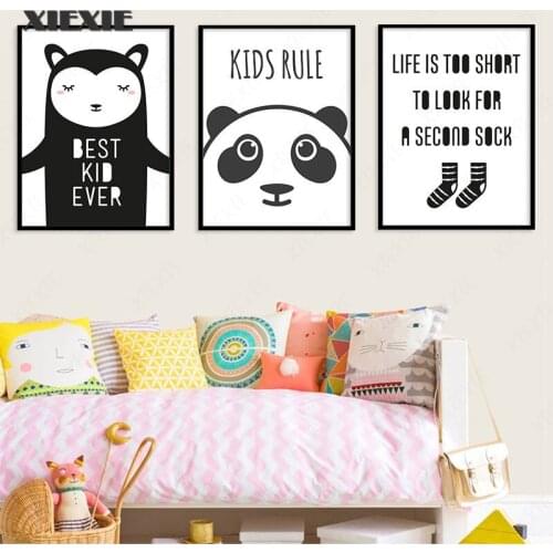 Nursery Girl Bedroom Decoration Cartoon Panda Bear Wall Art Canvas Poster and Print Painting Wall Pictures for Living Room