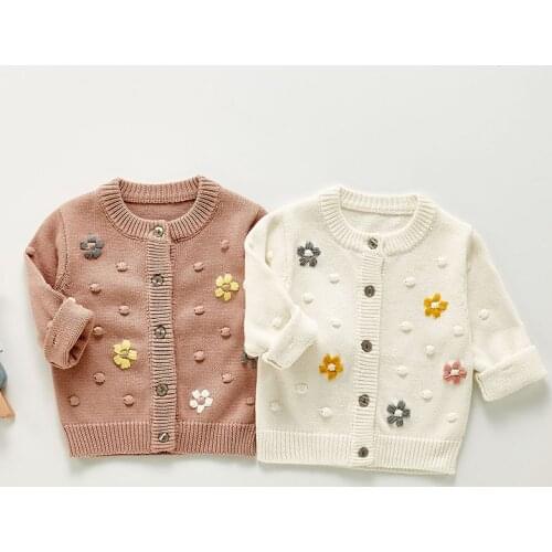 Spring Girls Flower Cardigan Coat Clothing Autumn Kids Baby Girls Long Sleeve Knit Coat Children Girls Printing Coats