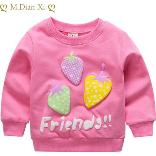 20200New Autumn Baby Girls Sweatshirts Winter Spring Children Hoodies Cotton Strawberry Long Sleeve Sweater Kids T-shirt Clothes