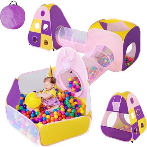 5 in 1 Kid Toy Playhouse Portable Crawl Tunnels Pop Up Tents with Baby Ball Pit Children Play Tent Outdoor&Indoor for Boys Girls