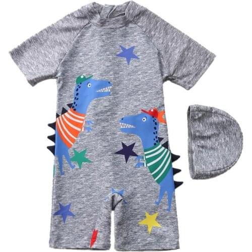 Childrens swimsuit boys one-piece swimsuit middle and small children gray dinosaur 0-6 years old boy baby baby swimsuit