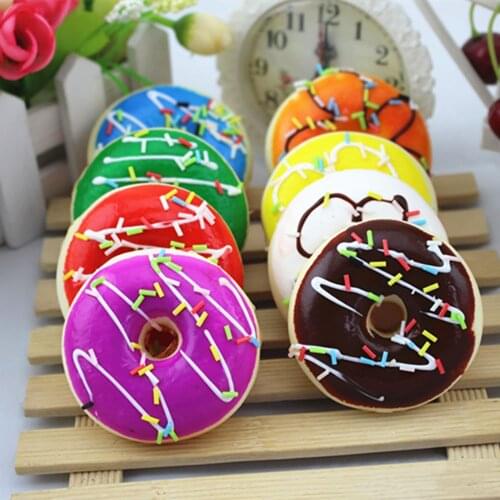 Simulation Cute Donut Squishy Squeeze kawaii Toy Stress Reliever Soft Colourful Doughnut Scented Slow Rising Toys L1227