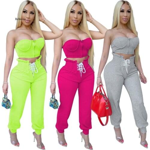 Two Peice Set for Women Two Piece Outfits 2 Pieces Sets Women Outfits Crop Tops Pants Tracksuit Clothes for Female