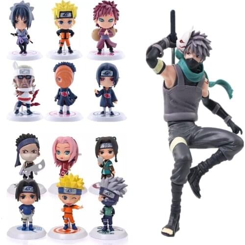 Suit Anime Naruto Character Action Figures Kakashi Sakura Sasuke Itachi Obito Gaara Doll Vinyl PVC Model Figure Toys Funny