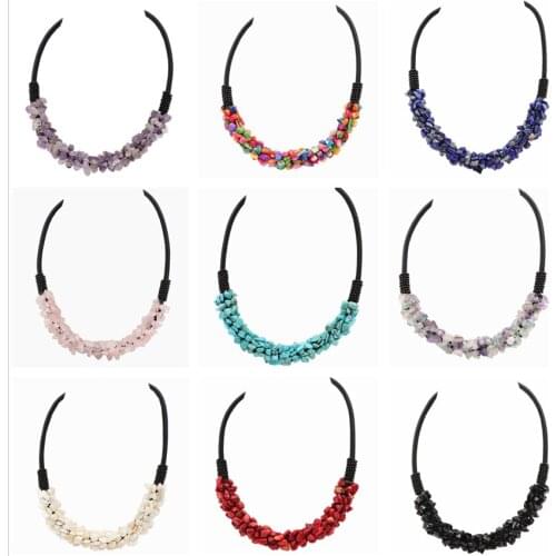 Handmade Creative Necklace Fashion Braided Rope Chain Necklaces Accessories Sexy Chain Irregular Geometry Beads Chokers 18" A665
