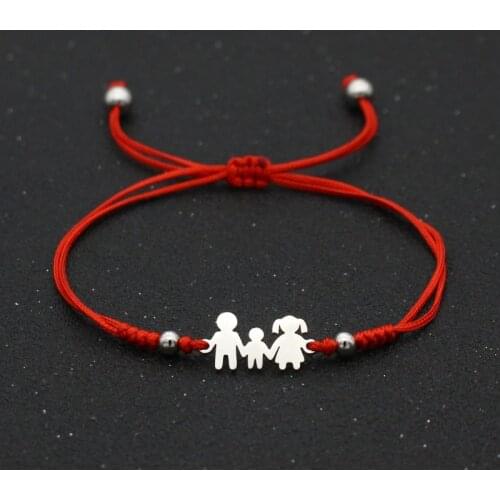 Cute Bear Braided Lucky Red String Charm Bracelets for Family Dad Mom Son Infinity Adjustable Wish Bracelet Men Women Jewelry