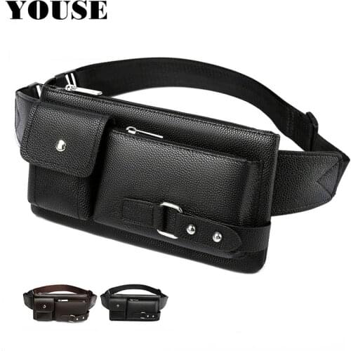 Mens Waist Bag Small Sling Shoulder Leather for Phone Summer Outdoor Travel Tactical Sports Messenger Military Casual Crossbody