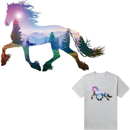 Horse Outline Stickers On Clothes T-Shirt Dresses Patches Fashion Heat Transfer Diy Accessory Iron On Stickers Patch