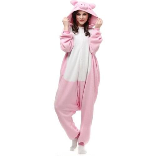 2017 New Soft Pajamas Animal Cosplay Costume Unisex Adult Onesie Sleepwear Love Cute Pink Pig Hot Sale QM0080