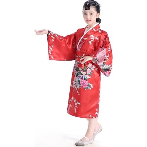 New Children japanese kimono traditional Girl Japanese Kimono Kids Yukata Party Cosplay kimono japones stage performance 89