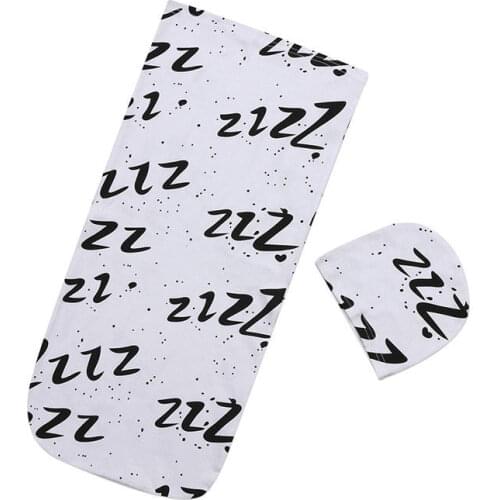 New Cute Baby Infant White Swaddle Wrap Swaddling Sleeping Bag+Hat Set