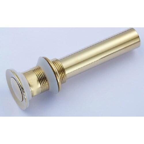 Polished Golden Color Brass Pop Up Bathroom Sink Basin Waste / Drain Without Overflow asd042