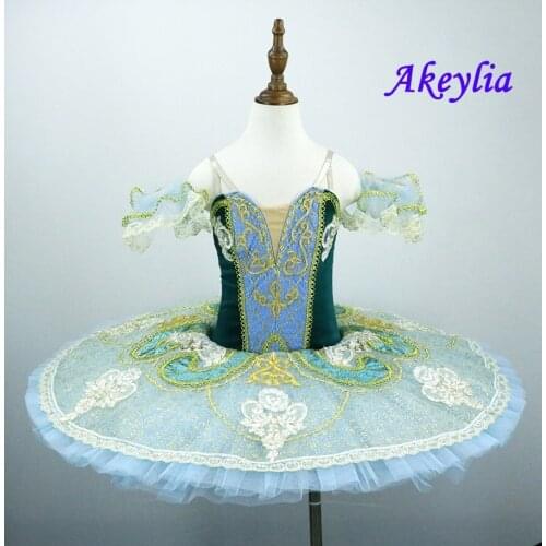 Professional Ballet Tutu Green Velvet For Women Swan Lake Pancake Platter Tutu skirt Ballerina Girls The Talisman costume JN9097