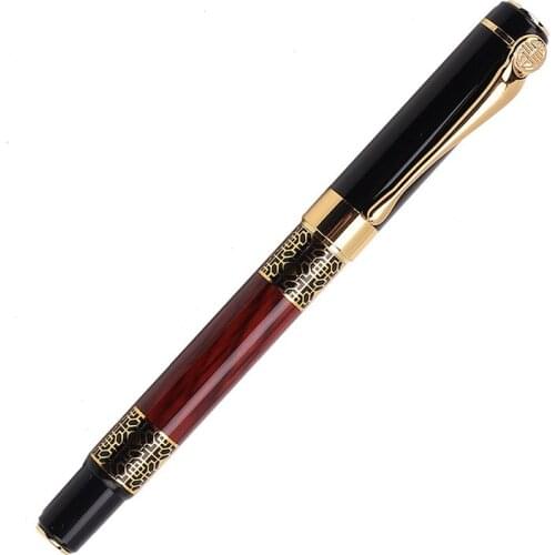 1 Piece of Luxury Quality Fountain Pen Gold Carving Mahogany Business Office Fountain Pen School Stationery Fountain Pen