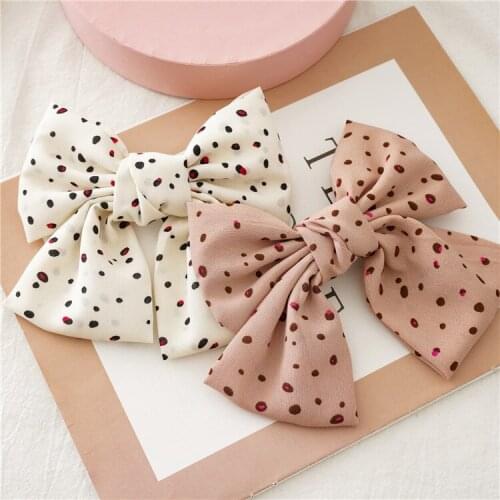 New Chiffon point big double layer bow hair clip spring clip summer girl curling card head ornament
