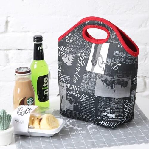 High quality soft neoprene tote lunch bag portable picnic box food wine fresh cooler bags ice pack light cool handbags