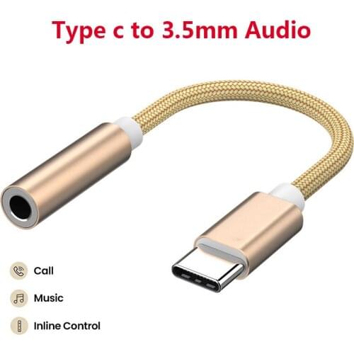 Type C To Audio 3.5mm Jack Aux Adapter Headphone Splitter Usb-C Jack Audio Earphone Connector For Xiaomi Huawei Aux Converter