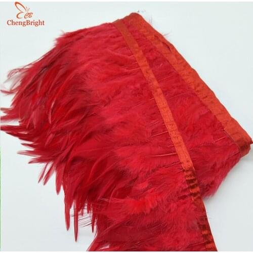 ChengBright Hot 10Yards Cock Feathers Trim Cloth Sideband Chicken Pheasant Feather Trims Clothing Wedding Feather Ribbon Y
