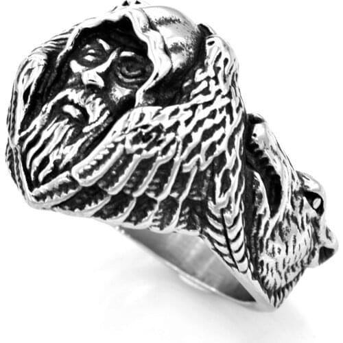 FANSSTEEL Stainless Steel Jewelry Viking Wolf Evil Man Ring FSR20W97