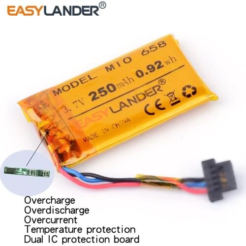 Driving recorder 3.7V 250mAh Rechargeable li-Polymer battery For DVR MIO mivue 368A 526 528 538 536 408A 658 668 688 772