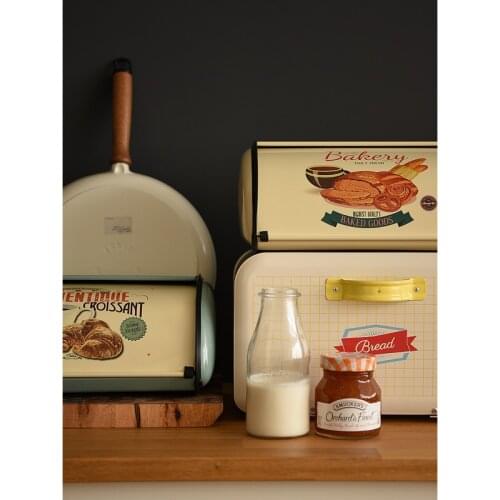 Vintage Food Storage Bread Container Metal Cocina Kitchen Containers Cereal Box Pastoral Organizer Bin French Home Organization