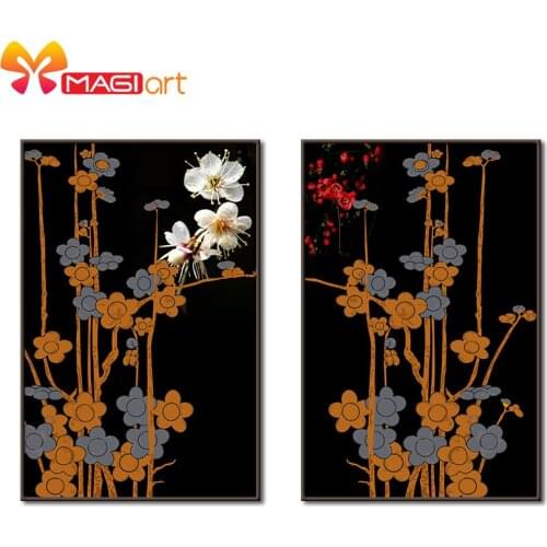 Cross stitch kits Embroidery needlework sets 11CT water soluble canvas patterns 14CT Black-spotted honeysuckle-NCMF111