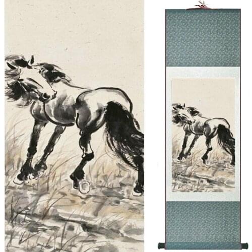 Top quality Chinese Horse silk painting Horse art painting Silk scroll art painting eight horse painting20190905061